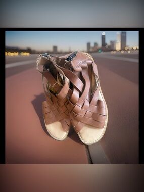 BOC Brown Woven Back-Zip Sandals - Comfortable Summer Footwear